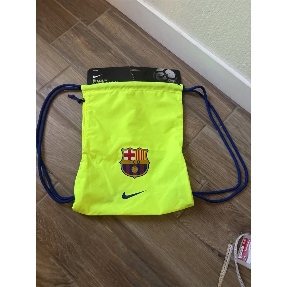 Nike FC Barcelona Soccer Drawstring Gym Yellow Backpack - New